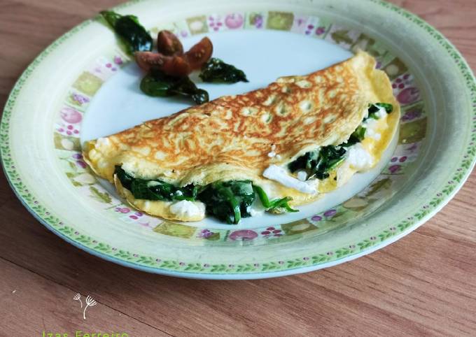 omelette de espinacas y queso de cabra deliciosa y nutritiva receta casera